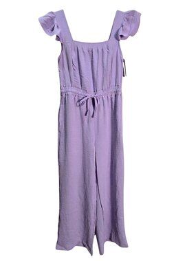 NWT | Girls Lavender Flutter Sleeve Wide Leg Romper 11/12